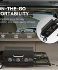 Three Burner Propane Griddle On Folding Stand 23 Inch Portable Griddle With Side Table And 314 Square Inches Cooking Area folded in car trunk