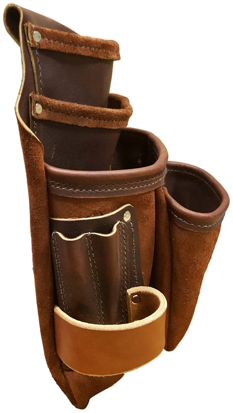 All Leather Heavy Duty Tool Pouch For Pros Reinforced Seams Pro Grade 4 Pocket Framing Pouch With Hammer Loop Handmade In The USA