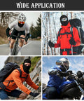 Cyclists, hikers, and motorcyclists wearing 6 Pack Ride Ready Lightweight Full Face Ski Masks Balaclavas for Men and Women, UV protection.