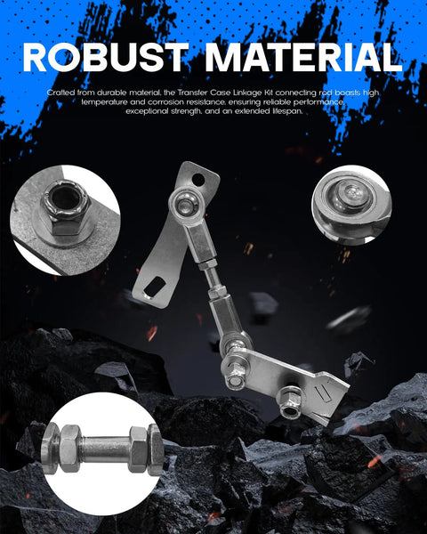 Transfer Case Linkage Kit For Jeep Cherokee XJ And Comanche MJ NP231 NP242 Fits 1986 To 2001 And 1986 To 1992 Z Rod Mechanical Upgrade Easy Install For Reliable Shifts Off Road Ready stainless steel linkage close-up