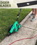 3 Pack 8 Inch By 2 Inch Edger Blades With 1 Inch Center Hole Fits Stihl Ego Echo Ryobi Kobalt Edgers Plus More Replacement 720237001 41337134101 613223 69601552632 showcasing installed blade in use.