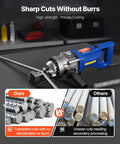 VEVOR 6Pcs Electric Rebar Cutter Replacement Jaw Blades For 22mm #7 Steel Rod CR12MOV High Hardness Double-sided Cutting Tools With Screws Spring Washers Durable Long-lasting Steel Upgrade cutting tool in use with precision cuts on rebar.