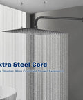 Huge 16 Inch Square Rain Shower Head With Extension Arm In Matte Black Stainless Steel For Full Body Coverage