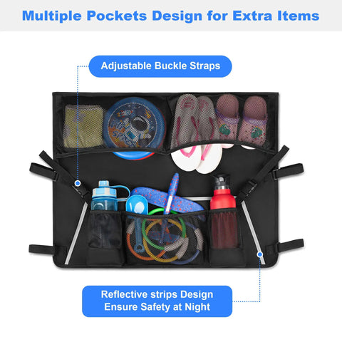 Grab And Go Side Pocket For Folding Wagons With Reflective Strip And Mesh Pouch Built For Umbrella And Small Accessories