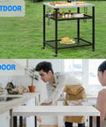 Stainless Steel Outdoor Grill Cart With Wheels For A Serious Outdoor Kitchen Setup Heavy Duty Pizza Oven Stand And Three Shelf Prep Table