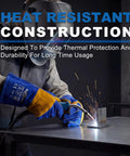 Blue 16 Inch Welding Gloves Fire Resistant Leather With Double Layer Padding For Stick Welders MIG Flux Core.