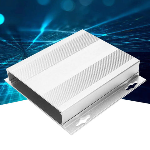 Rugged Aluminum Alloy Project Enclosure With Sandblasted Oxidized Shell For Electronic Power Boards, Decoders, GPS And Industrial Equipment - Lightweight, Strong Housing, Measures 27 X 131 X 130 Mm, silver enclosure with mounting slots