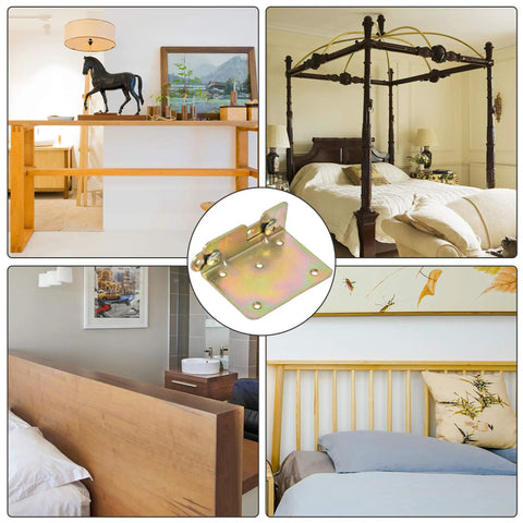 Heavy Duty Galvanized Bed Rail Brackets Universal Replacement Fittings Zinc Finished Steel Hardware For All Bed Frame Sizes Includes Mounting Screws No Sweat Quick Install Built Solid Long Term on display with wooden bed frames.