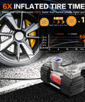 Six Times Faster Inflation Portable 12V Air Compressor Pump With Digital Display And LED Flashlight Heavy Duty Dual Cylinder Tire Inflator 150 PSI