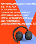 Adaptive Noise Cancelling Wireless Over Ear Headphones With Smart Ambient And Bluetooth 5.3 on colorful background