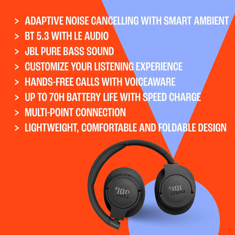 Adaptive Noise Cancelling Wireless Over Ear Headphones With Smart Ambient And Bluetooth 5.3 on colorful background