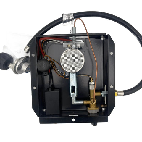 Pyramid Style Three Bolt Patio Heater Glass Tube Control Box Assembly For 47,000 BTU Units top view of components.
