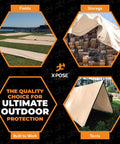 Heavy Duty Tan Poly Tarp 5 Ft By 7 Ft Multipurpose Protective Cover Waterproof Weatherproof Rip And Tear Resistant Extra Thick 12 Mil Polyethylene used in fields, storage, and tents.