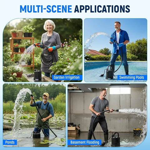 Professional Heavy Duty Submersible Sump Pump With Automatic Float Switch Delivers Kickass 1600 GPH Water Removal and quiet drainage in various applications.