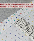 Hot Hem Ruler For Sewing And Quilting, Non Slip Ironing Guide For Precise Hems And Pleats, Works With Dry Or Steam Irons, 10 X 2.5 Inch Hem Gauge, Heat Resistant Nylon, Speed Up Your Crafting And Get Neat Edges. Heat-resistant nylon hem ruler on fabric for wide hems