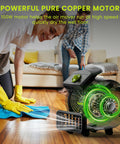 Air Mover 100W Carpet Dryer, Powerful Floor Drying Fan With 550 CFM, 4 Speed And 3 Blowing Positions, being used on hardwood floor