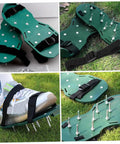 Sixteen Piece Durable Lawn Aerator Shoes With Boss Grade Spike Straps for effective garden aeration and lawn care tasks.