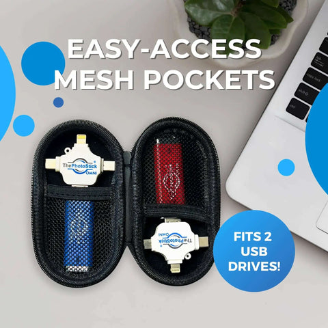 Badass Nylon Storage Case For Portable Usb Drives with easy-access mesh pockets fitting two USB drives.