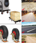 Built Different Heavy Duty Swivel Trolley Casters With Steel Plates And Flat Free Rubber Wheels 900 Lb Load Rating on various surfaces.
