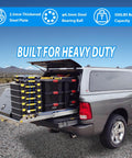 Heavy Duty Drawer Slides With Lock And Full Extension Ball Bearing Rails installed in truck bed with toolboxes