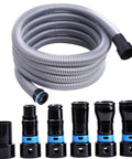 Sixteen Foot Vacuum Hose Extension Kit With Six Adapters For Three Quarter, One, One And Quarter, And One And Half Inch Ports