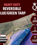 Ultra Rugged Waterproof Tarp 20x25 Heavy Duty UV And Tear Resistant, blue and green reversible tarp 20 mil 200 GSM