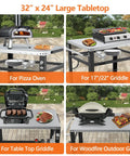 Stainless Steel Pizza Oven Table For Ooni And Other Grills Heavy Duty Outdoor Grill Cart With Wheels And Handle 32 By 24 Inch