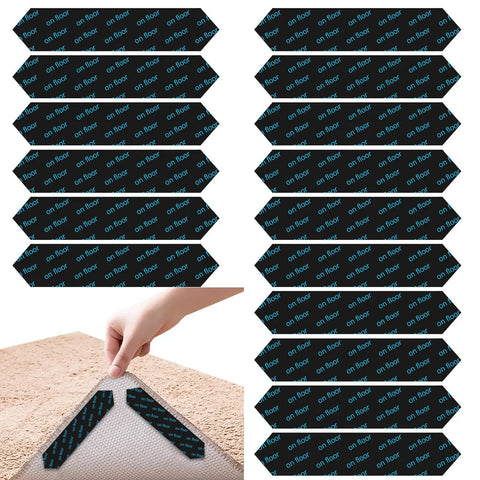 16 Pcs Rug Tape Non Slip Rug Grippers For Hardwood Floors And Tile That Stays Put In High Traffic Areas Keep Corners Flat With Pointed Long Strips