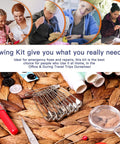 Portable Sewing Kit With Case for Home, Travel, and Quick On The Go Repairs with scissors, needles, thread, and pins.