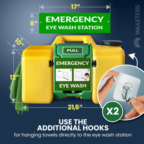 8 Gallon Portable Eye Wash Station With Wall Mount OSHA Compliant Emergency Eyewash With Mirror And Dual Spray Nozzles Quick Rinse