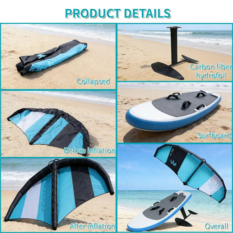 Dope Portable Inflatable Hydrofoil Board Kit With Wing For Surfing And Wing Foil Lightweight Packable Foil Surfboard setup details