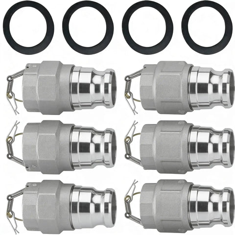3 Inch Camlock Gasket Set, 5 Pack Buna N Seals For 3 Inch Cam And Groove Fittings, shown with six couplers