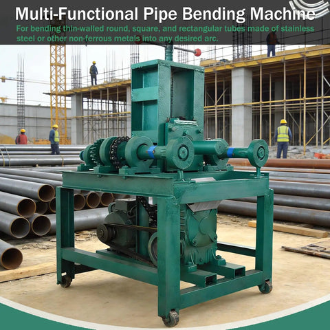 Heavy-Duty Electric Tube Pipe Bender Machine With Round And Square Dies For Metal Fabrication Welding Projects Professional Tool in a construction site.