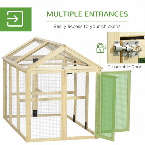 Large Wooden Chicken Coop With Run And Perches For Outdoor Backyard Farm 4.6 By 2.8 Feet Modular Combinable Design With Lockable Doors and mesh