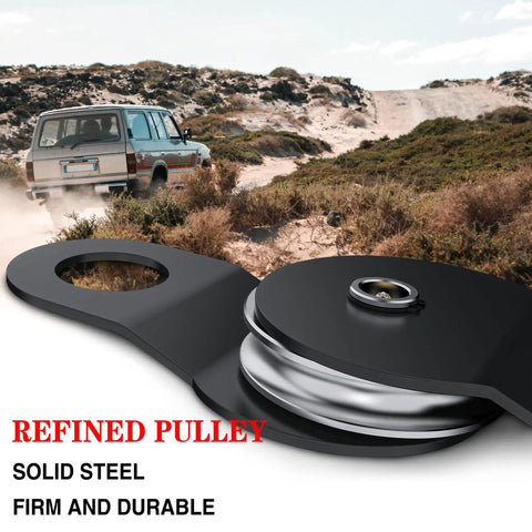 8 Ton Off Road Winch Recovery Snatch Block Pulley doubles your winch capacity for tough trails, shown with solid steel build.