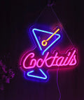 Lit Neon Sign Cocktails For Home Bar And Man Cave Led Dimmable Lights 15x13 Inch USB Cable 70 Inches Flexible Silicone Neon Art