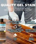 Top Shelf Gel Wood Stain For Furniture And Outdoor Projects Fast Drying Natural Matte Finish applied with brush on wood surface.