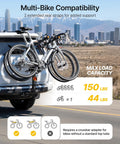 Heavy Duty 4 Bike Hitch Rack For Cars Trucks And SUVs With 2 Inch Receiver loaded with two bikes on a vehicle