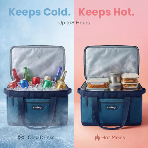 Heavy Duty Insulated Cooler Bag Holds 48 Cans Slap It On The Trunk filled with cold drinks and hot meals.