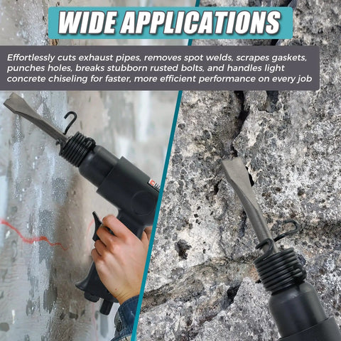 4500 BPM Air Hammer Kit With 150mm Stroke, 4-Piece Air Chisel And Scraper Set in action on concrete wall
