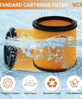 2 Pack Replacement Cartridge Vacuum Filter For 5 To 20 Gallon Wet Dry Vacs VBV1210 Compatible with water splash effect