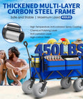 Heavy Duty Beach Wagon With Big Wheels For Sand 450 Lb Load Foldable Cart With 9 Inch All Terrain Inflatable Tires