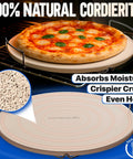 16 Inch Pizza Stone For Oven And Grill With Handles Round Five Eighth Inch Thick Cordierite Baking Stone For Crispy Grill Ready Chef Grade Crust