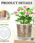 Clear Nursery Pots With Drainage Holes And Saucers, 40 Pack In 4, 5, 6, 7 Inch Sizes, showing drainage and water collection details.