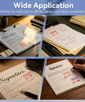 Slick Adjustable Received Date Stamp For Offices And Businesses Straight Up Reliable Two Color Ink With Blue Text And Bold Red Dates Easy To Reset Up To Thirteen Consecutive Years Built Tough For Daily Mailroom Hustles And Quick Paperwork Sign Offs on various documents.