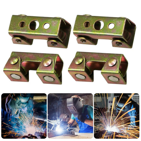 Pack Of 4 Adjustable V Type Magnetic Welding Clamps For Metal Work And Craft Projects Featuring Sturdy Stainless Steel Build.