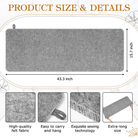 Two Pack Sauna Mats For Inside Saunas, Heat Insulation Natural Felt Floor And Bench Cushions, 43.3 inch, grey