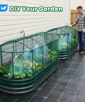 Self Watering Raised Garden Bed Kit With Mesh Cover Large Oval Galvanized Outdoor Planter For Vegetables Herbs And Flowers