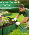 Flexible 6 Inch Corrugated Landscape Edging Kit, 29.5 Feet Long With 16 Stakes, being installed along flower bed.