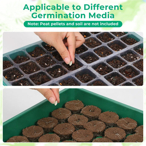 192 Cell Seed Starter Tray Kit With Humidity Vented Domes And High Lid For Indoor Greenhouse Germination, Reusable 0.8mm PVC Trays, Includes 4 Packs Seed Starter Trays, Durable, Easy Transplant, And Simple Clean Up